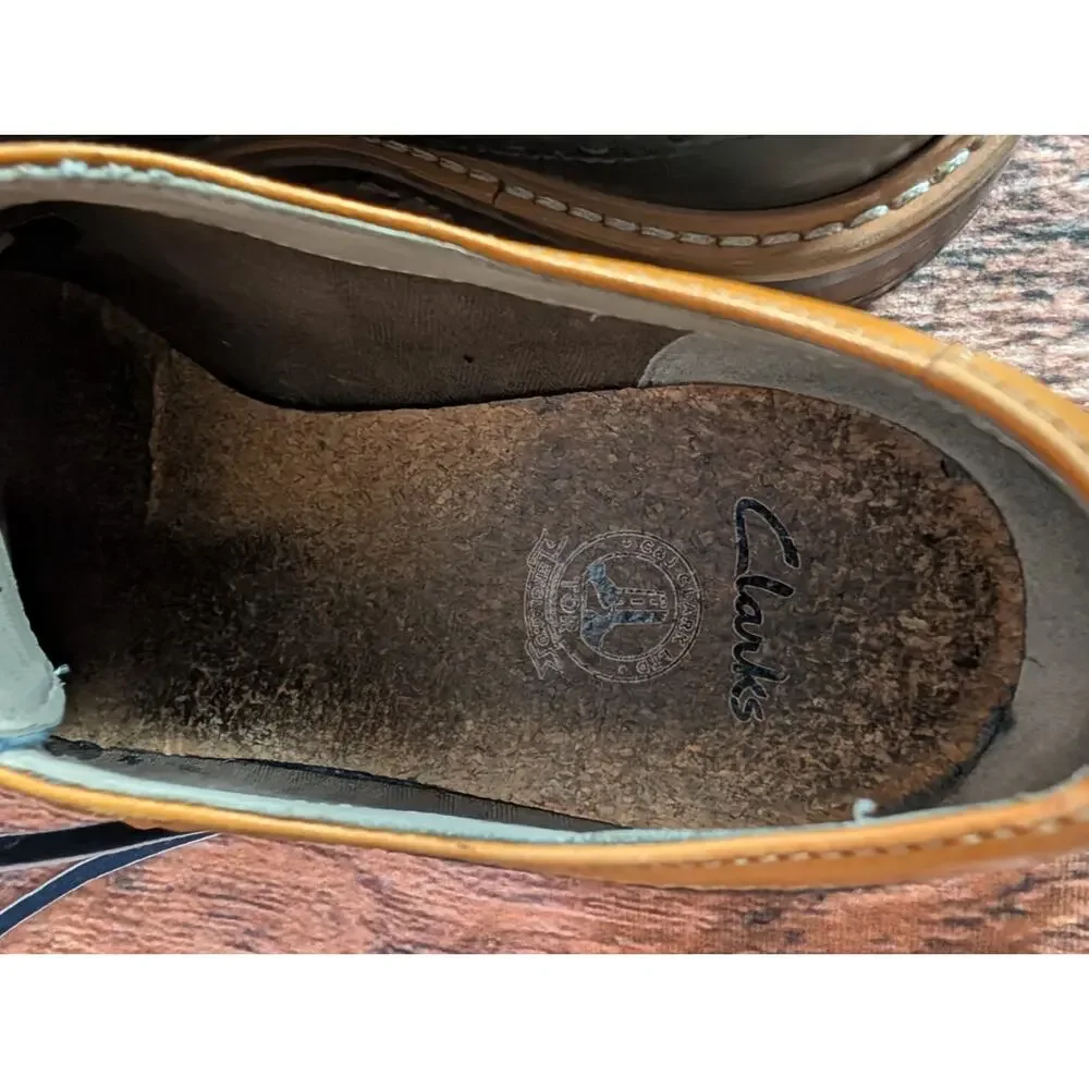 Clarks Darby Limit Shoes Blue Spectator Wingtip Leather Canvas Brogue Mens 11